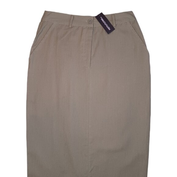 Pretty Little Thing Womens Size 2 Maxi Skirt Khaki Linen Look Pockets - Picture 6 of 8